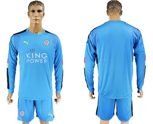 Leicester City Blank Light Blue Goalkeeper Long Sleeves Soccer Club Jersey - Click Image to Close